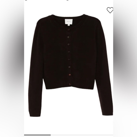 Reformation Clara Cashmere Crew Cardigan in Mole - Picture 3 of 8